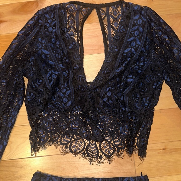 For Love & Lemons navy and black Lyla set top and skirt size xs - Picture 6 of 9